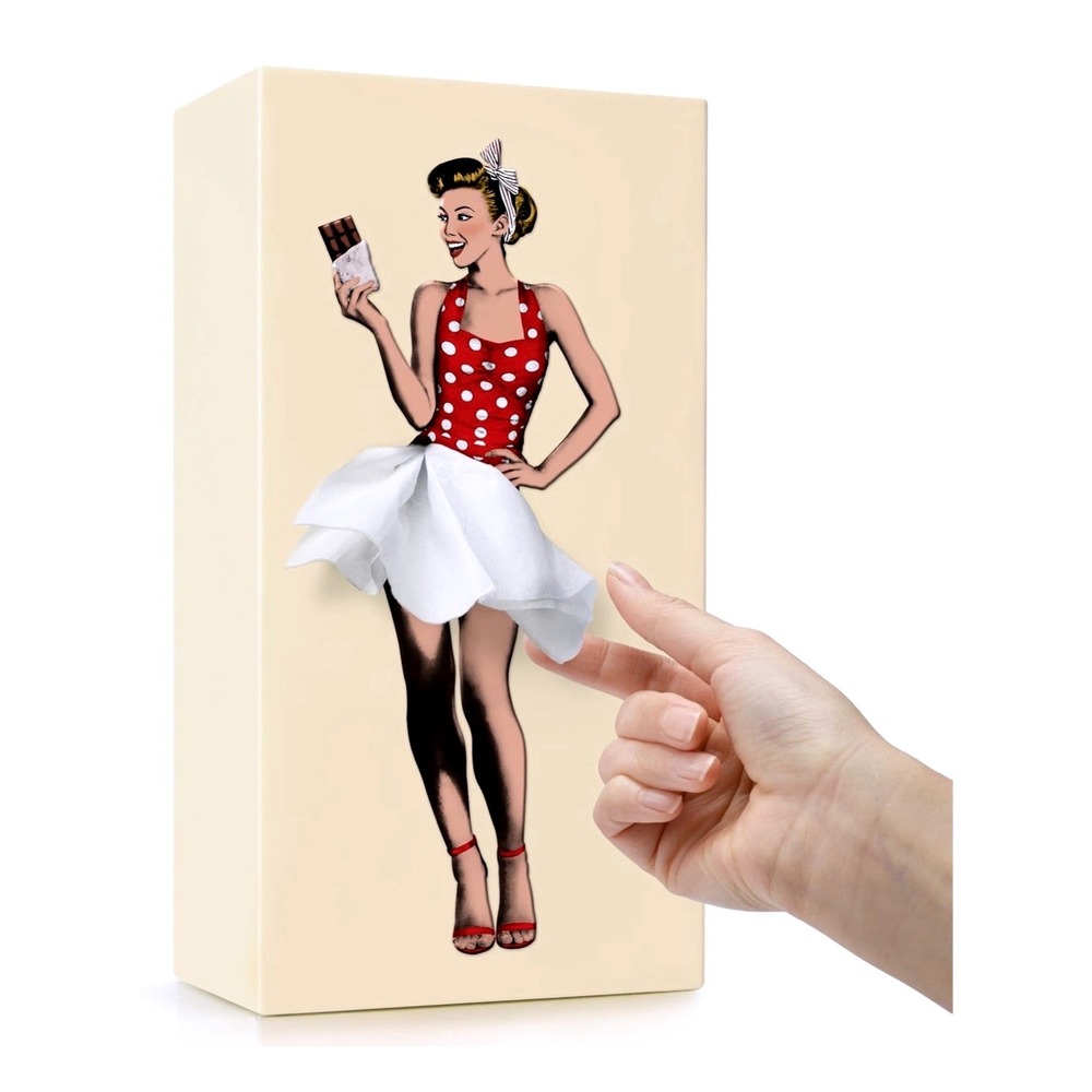 Vintage Pin Up Girl Storage Box Wall Mount Tan Excellent Retro Decor